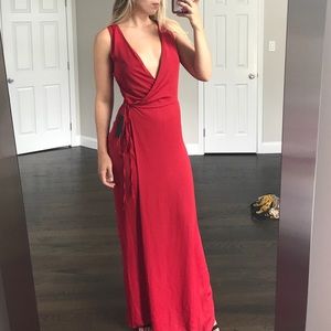 ZARA maxi jumpsuit wide leg elegant wrap style red